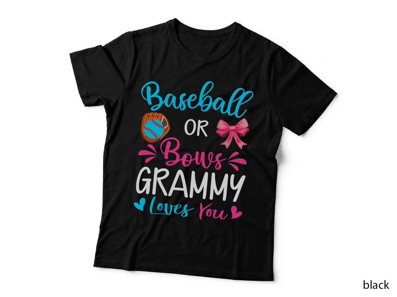 Baseball or Bows Gender Reveal Party Grammy Loves You T-Shirt