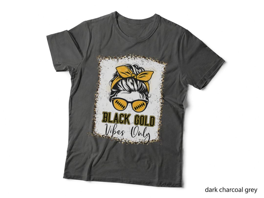 Black Gold Vibes Only Football Shirt Women Leopard Football T-Shirt