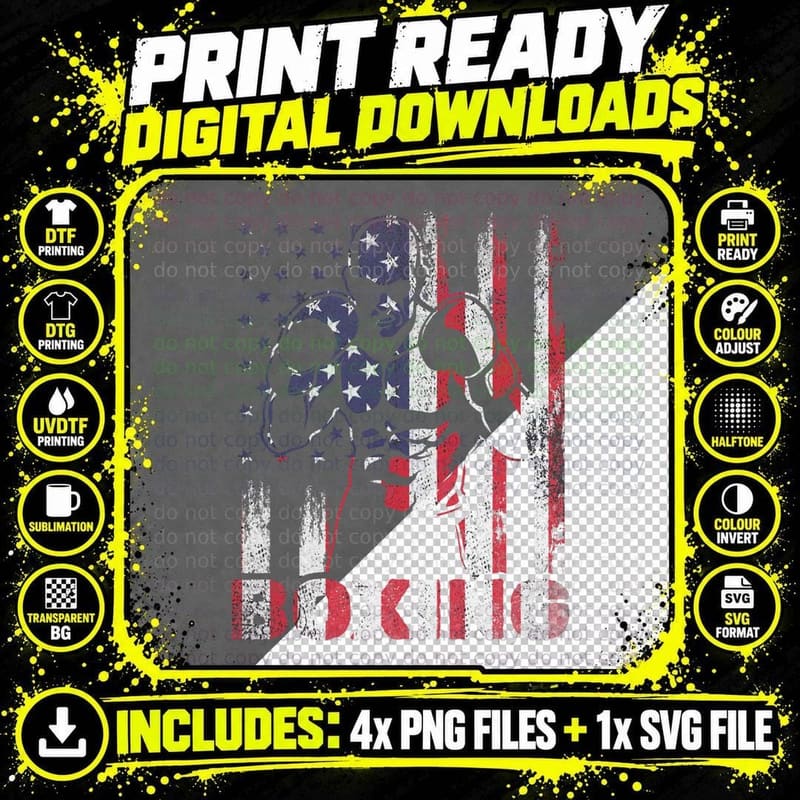 Boxing America Flag Boxing Fight Martial Arts Boxing Png SVG Digital Bundle