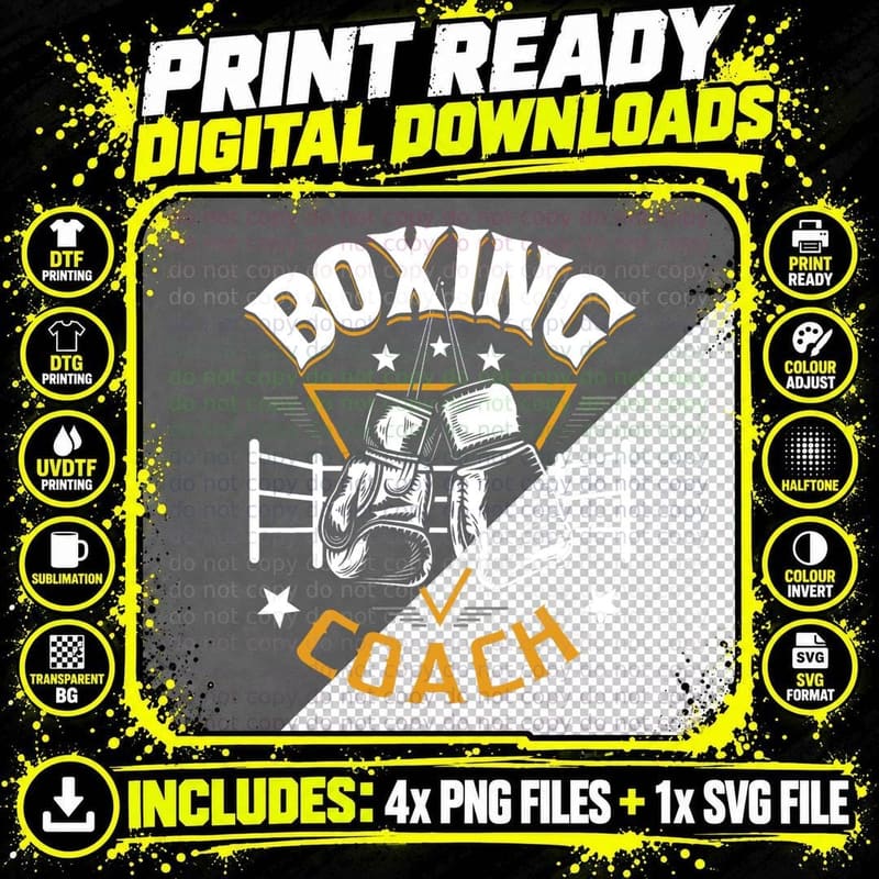 Boxing Coach - Kickboxing Kickboxer Gym Boxer T-Shirt Png SVG Digital Bundle
