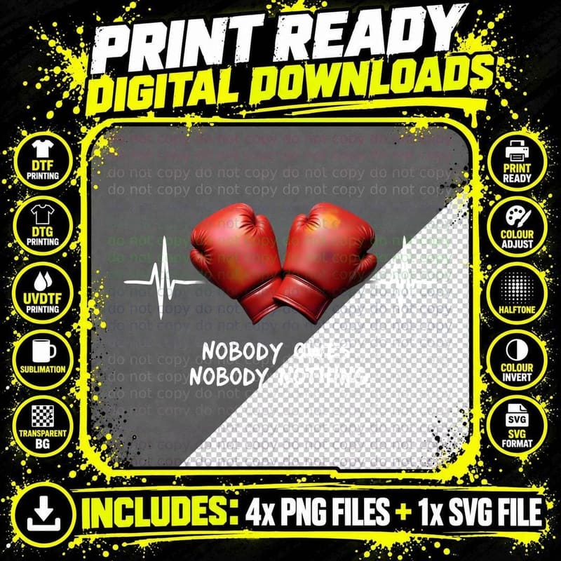 Boxing Gloves - Unique Heartbeat Workout Gym T-Shirt Png SVG Digital Bundle