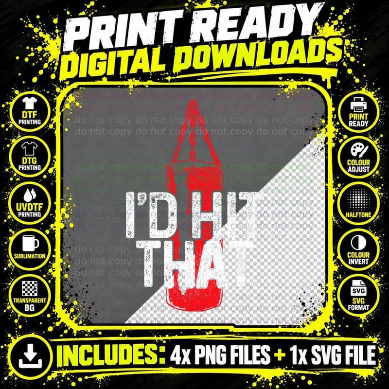 Boxing I'd Hit That Funny Martial Arts Punching Bag Png SVG Digital Bundle