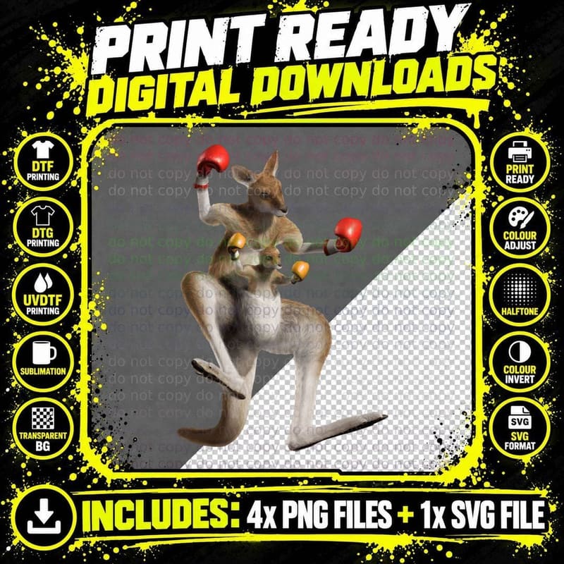 Boxing Kangaroo Australia G'day Mate T-Shirt Png SVG Digital Bundle