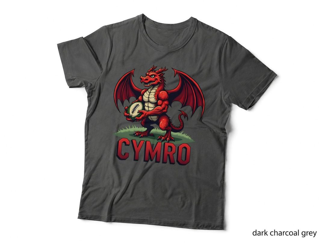 CYMRO Welsh Rugby Dragon Rugby Fan Gift T-Shirt
