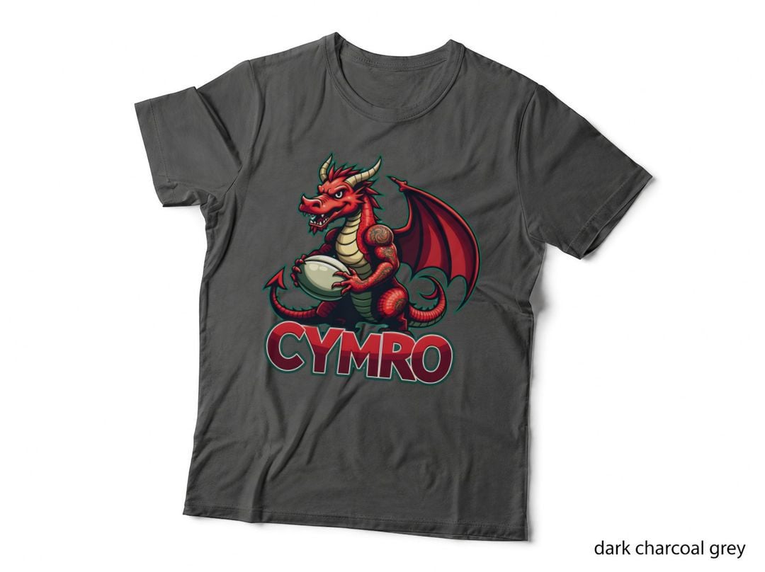 CYMRO Welsh Rugby Dragon Tattoo Rugby Fan T-Shirt