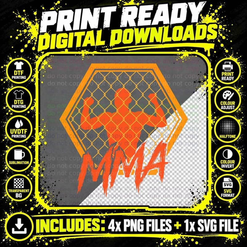Cage Fighter Mixed Martial Arts MMA T-Shirt Png SVG Digital Bundle
