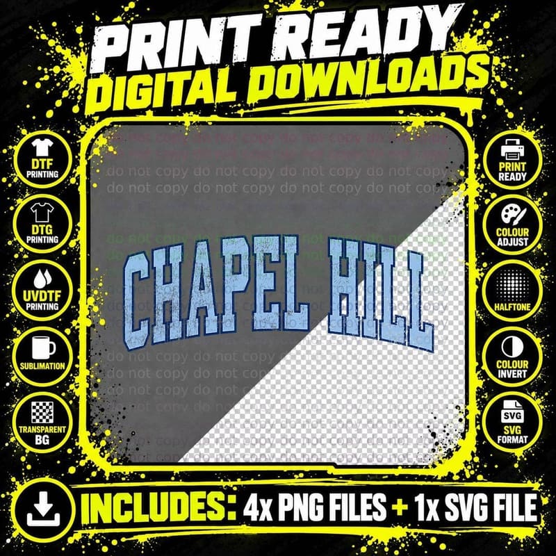 Chapel Hill North Carolina NC Vintage Athletic Sports Png SVG Digital Bundle