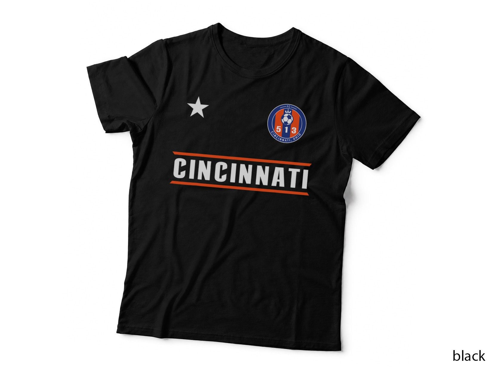 Cincinnati Soccer Jersey 513 Royal Design White Text T-Shirt