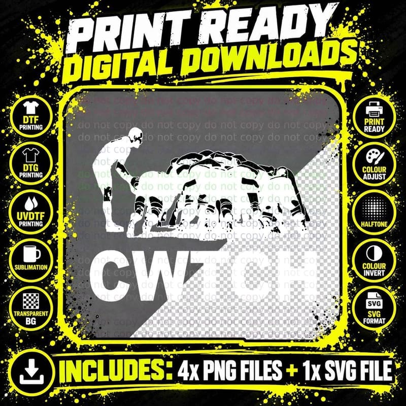 Cwtch Welsh Rugby Humour Classic T-Shirt Png SVG Digital Bundle