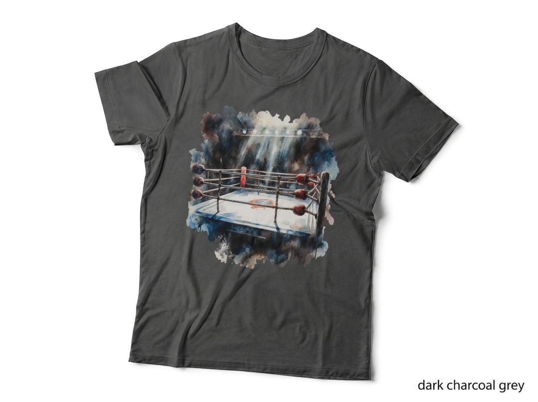 Distressed Boxing Ring Watercolor Graphic Fighting Fan T-Shirt