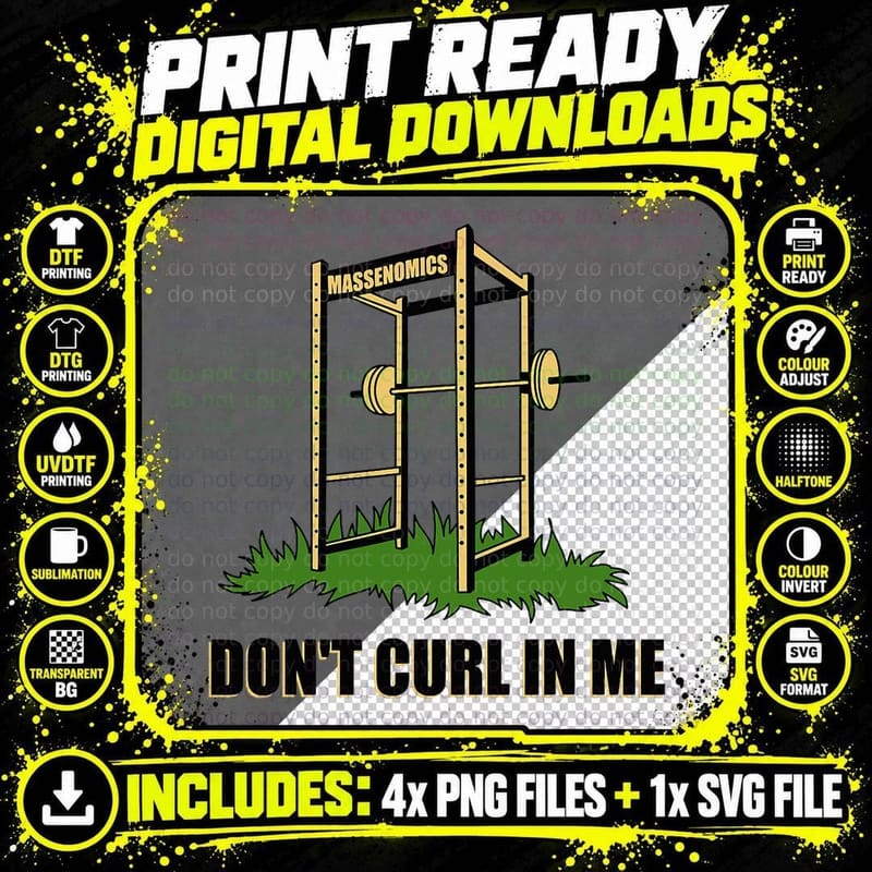 Don't Curl in Me Bodybuilding Weightlifting Gym Training Png SVG Digital Bundle