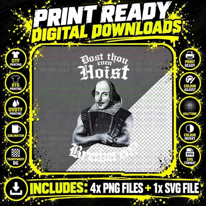 Doth Thou Even Hoist Shakespeare Weightlifting Gym Png SVG Digital Bundle