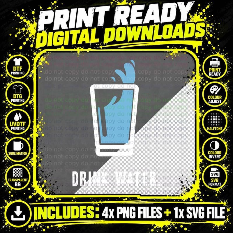 Drink More Water Stay Hydrated H2o Gym Workout T-Shirt Png SVG Digital Bundle