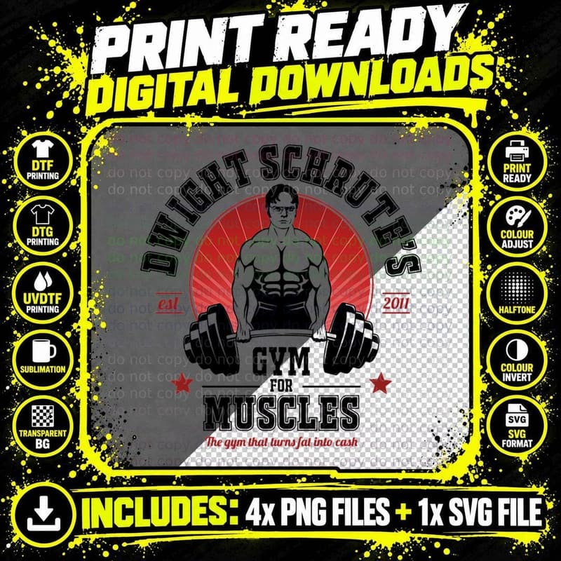 Dwight Schrute's Gym for Muscles Essential T-Shirt Png SVG Digital Bundle