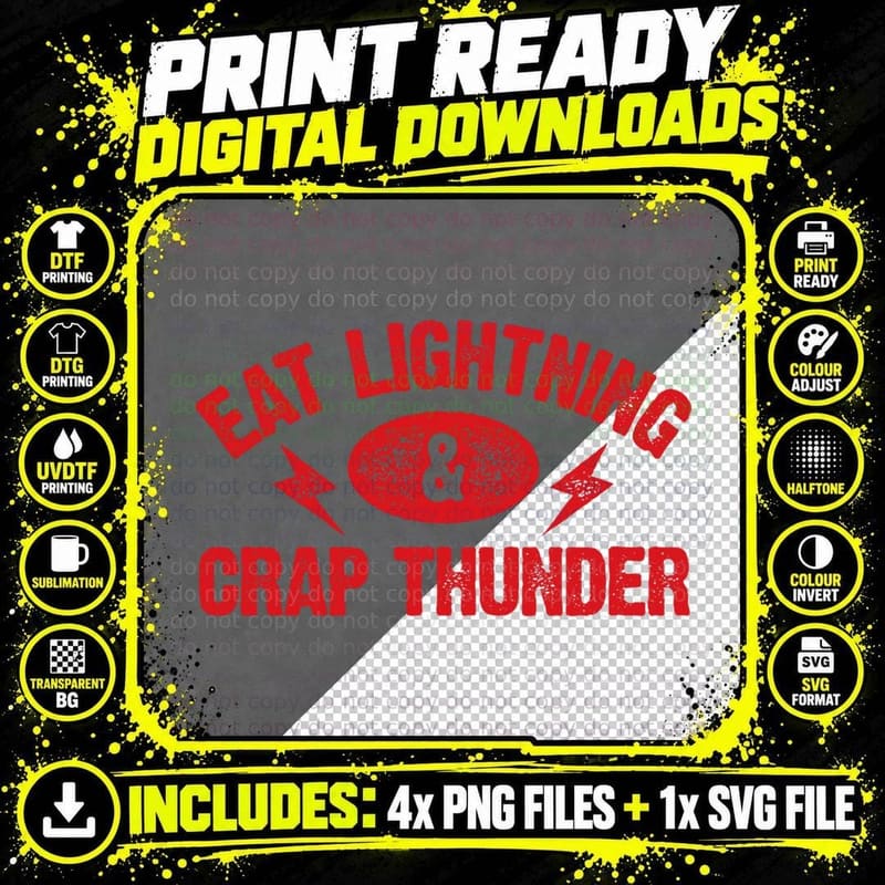 Eat Lightning & Crap Thunder Tshirt Funny Gym Saying Png SVG Digital Bundle