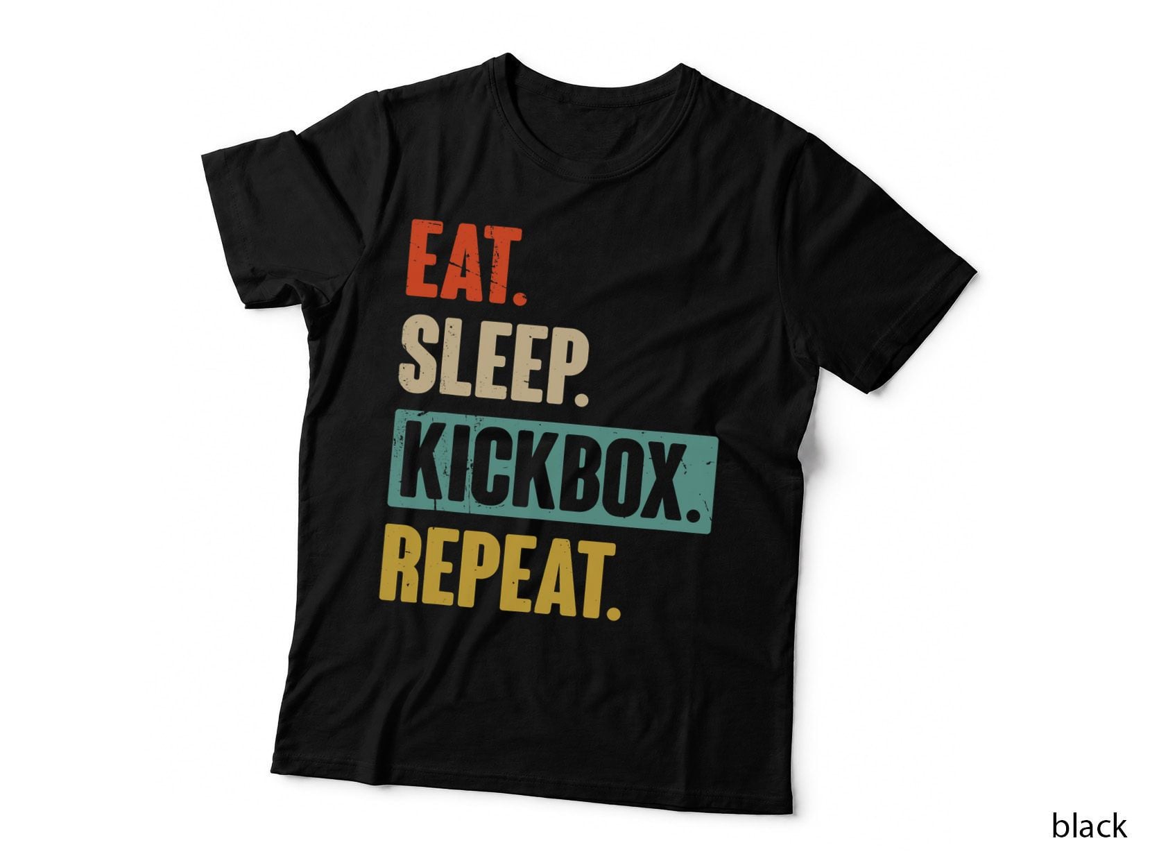 Eat Sleep Kickbox Repeat Retro Kickboxing Boxing Gift T-Shirt