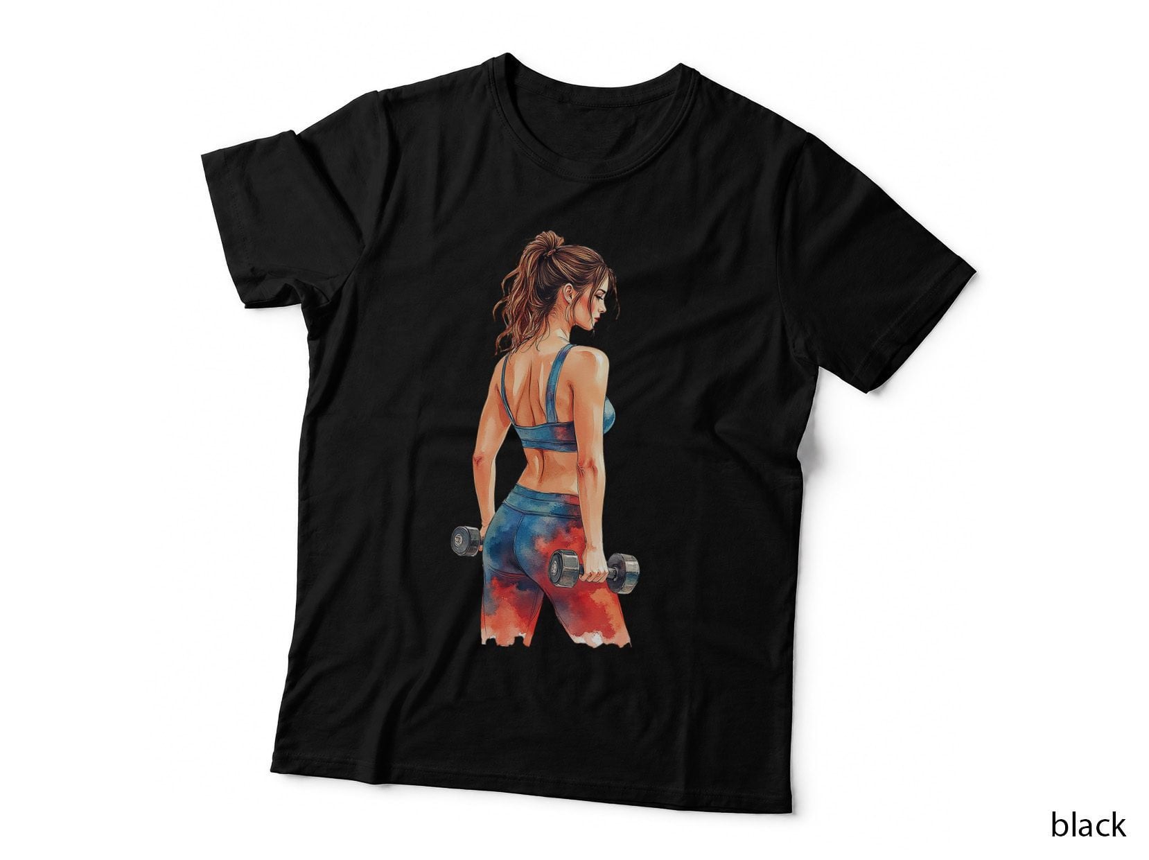Female Weightlifter Gym Workout Fitness Girl Dumbbells Motivation Gift T-Shirt