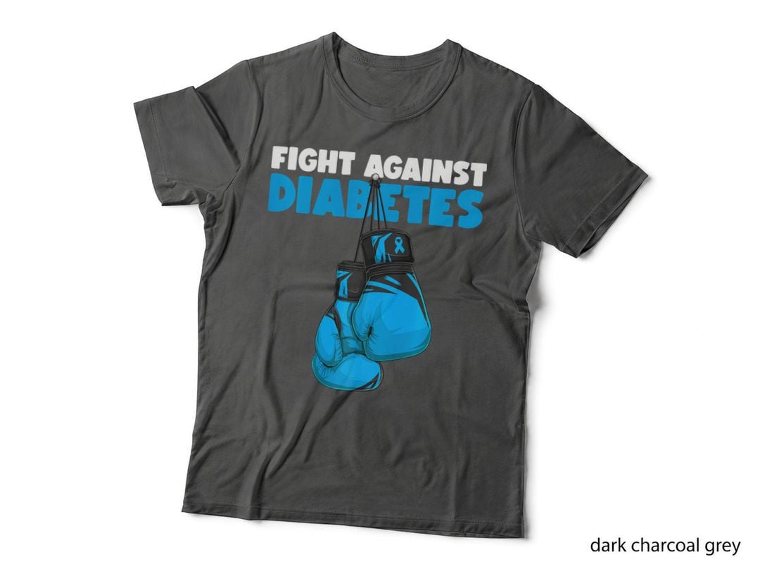 Fight Against Diabetes Awareness Month Blue Ribbon Boxing Gift T-Shirt