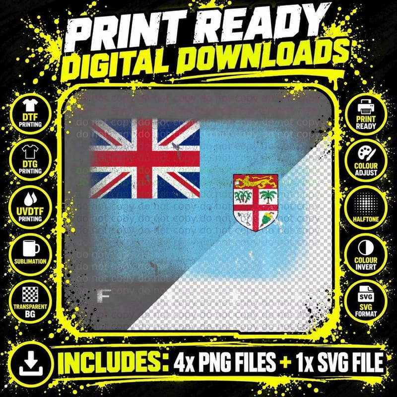 Fiji Fijian Flag Souvenir Travel Rugby T-Shirt Png SVG Digital Bundle