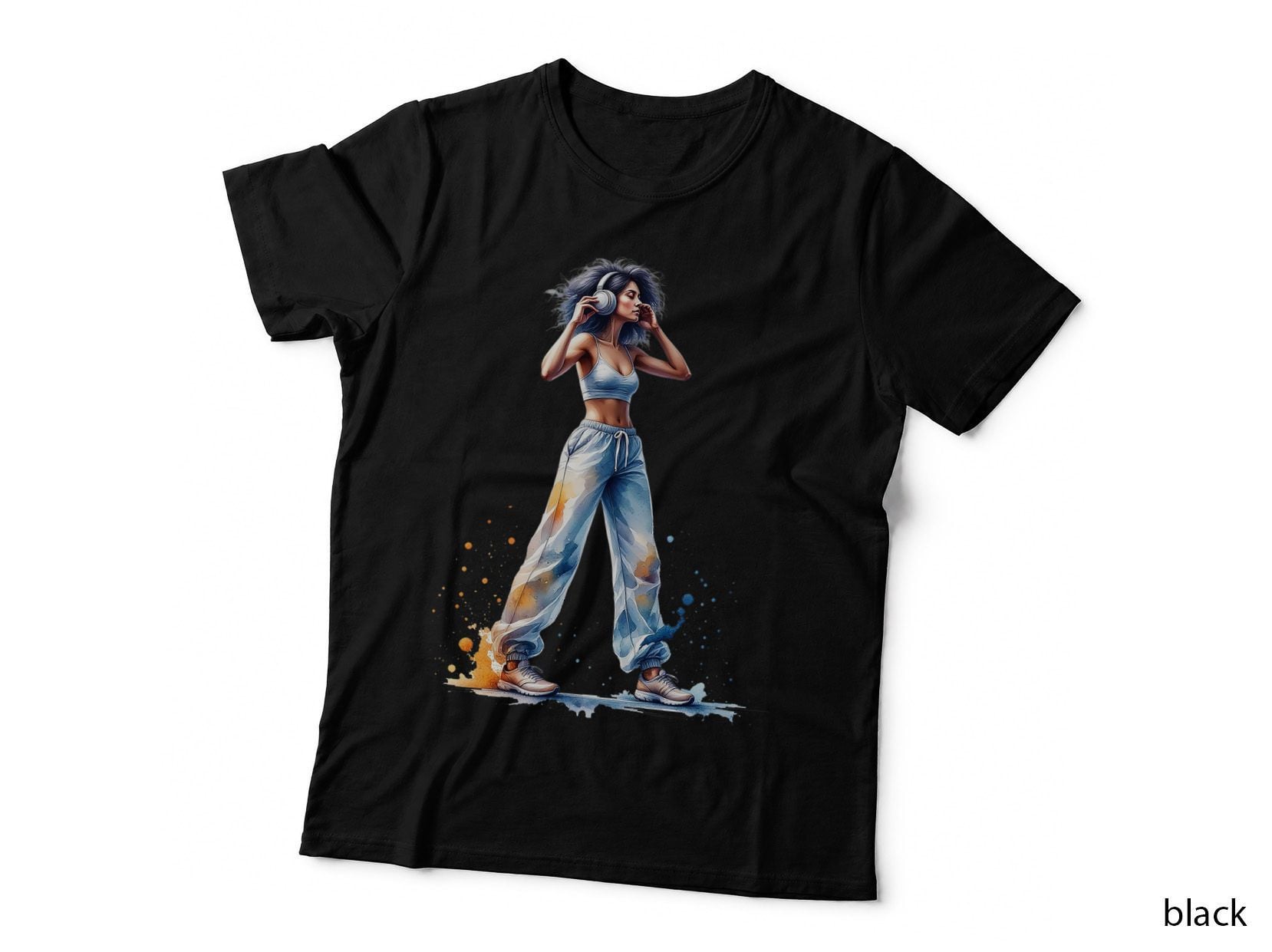 Fitness Girl Listening to Music Gym Motivation Workout Dance T-Shirt