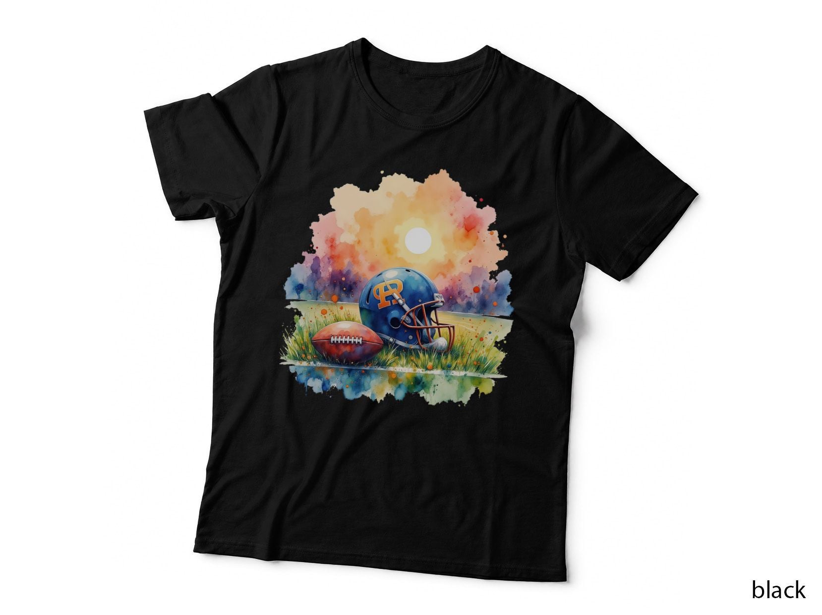 Football Helmet Sunset Game Day Graphic T-Shirt