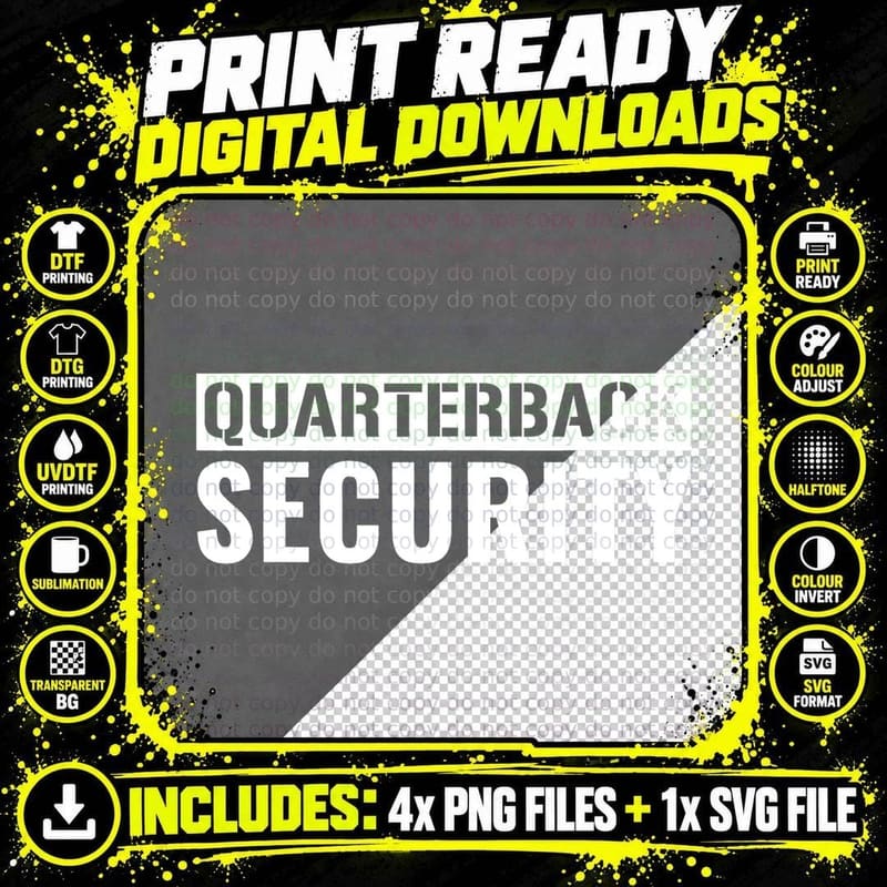 Football Offensive Line Lineman Quarterback Protection Png SVG Digital Bundle