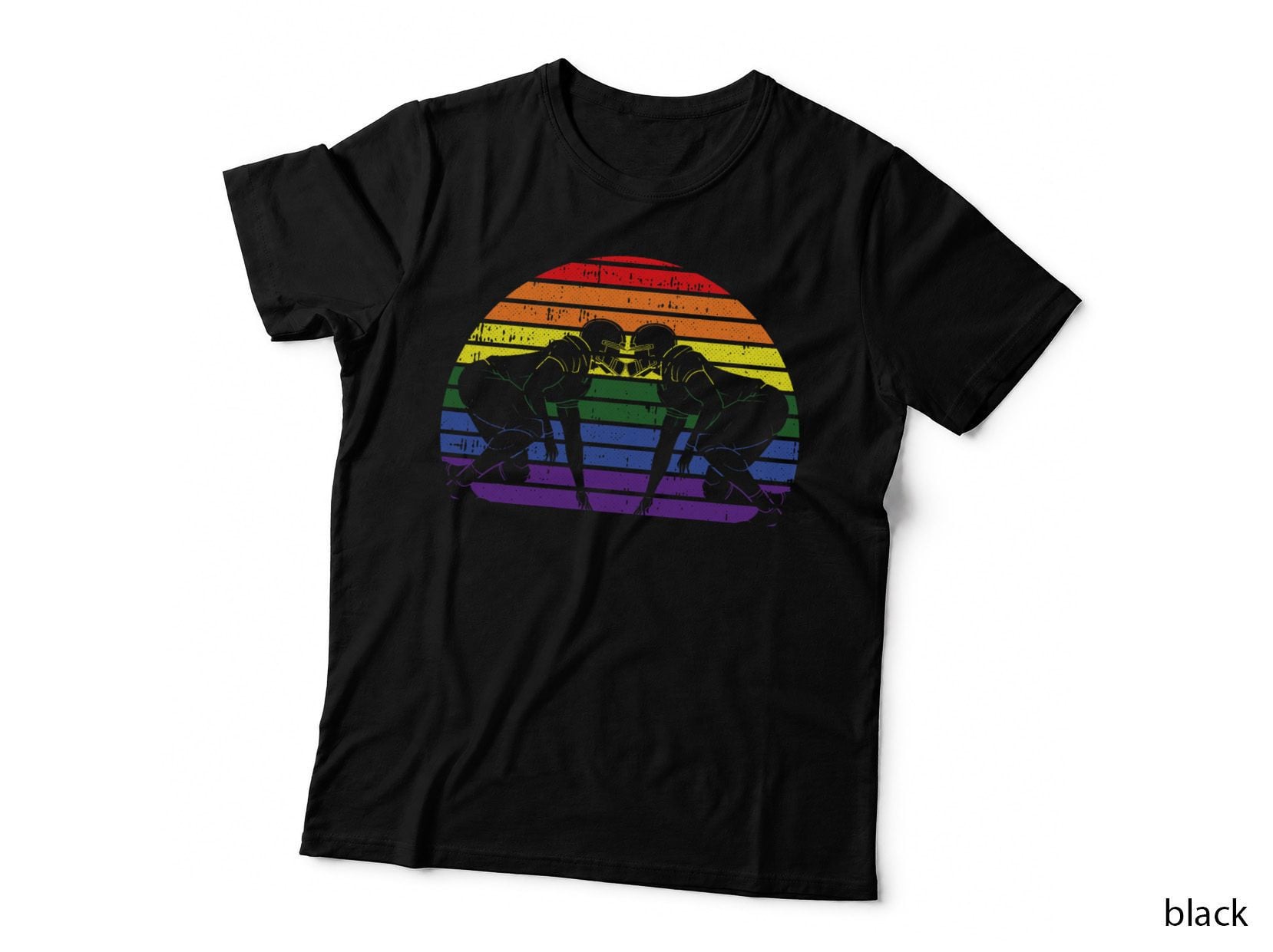 Football Player LGBT-Q Retro Gay Pride Rugby Sport Fan Ally T-Shirt