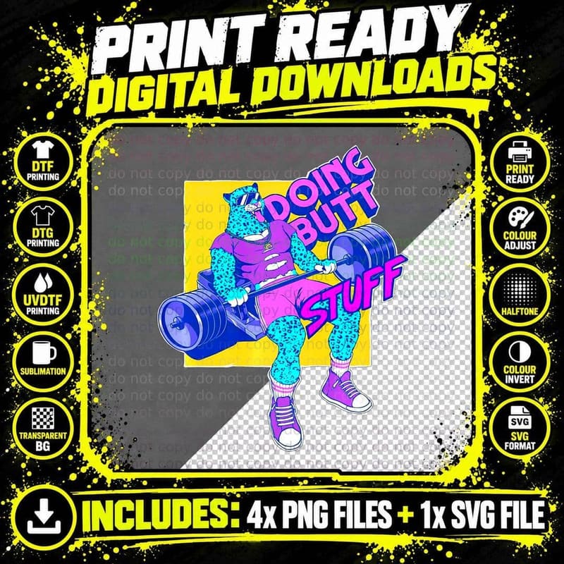 Funny Doing Stuff Workout Bodybuilding Fitness Gym Png SVG Digital Bundle