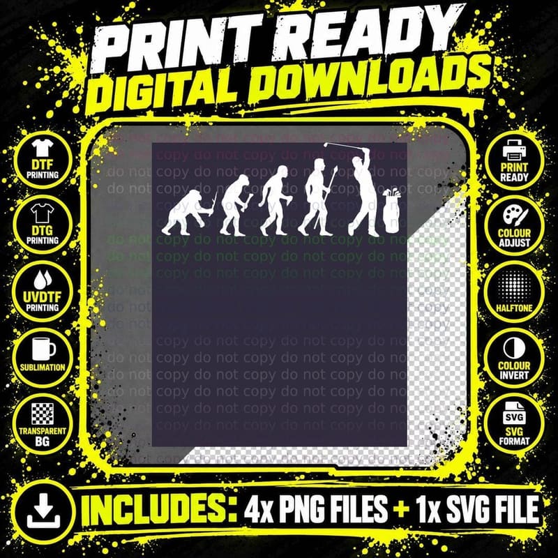 Funny Evolution of Golf T-Shirt Png SVG Digital Bundle