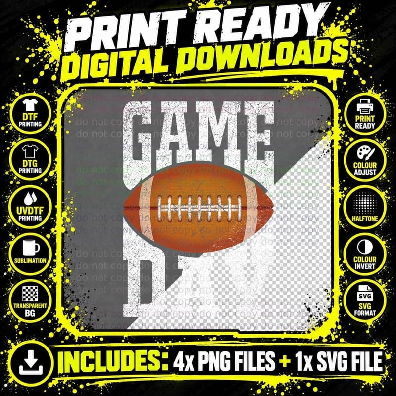Funny Game Day Football Season Team Sports Vintage Men Png SVG Digital Bundle