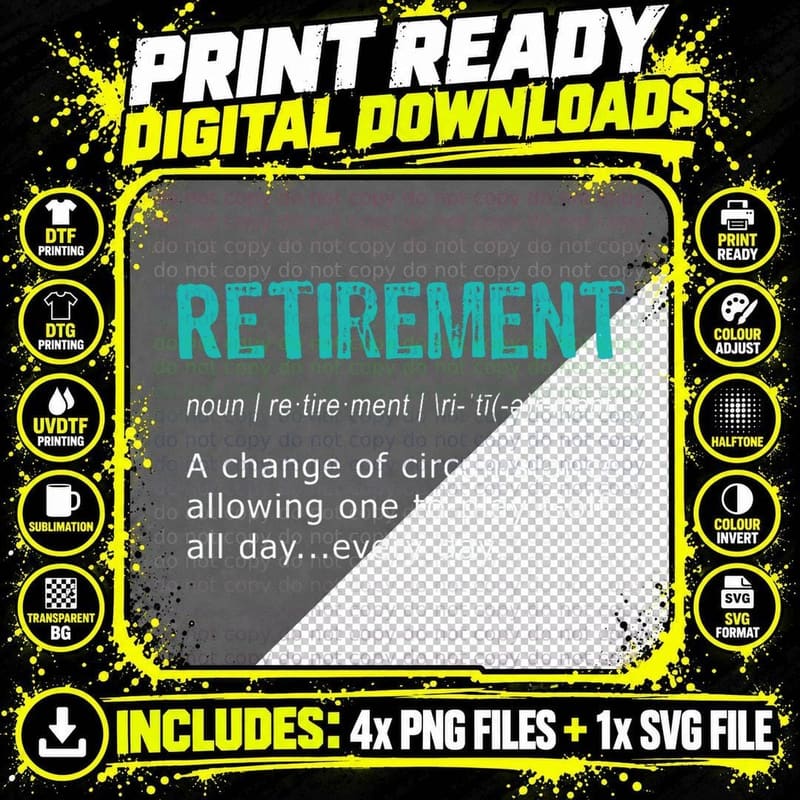 Funny Golf Retirement Definition for Retirement Gift Png SVG Digital Bundle
