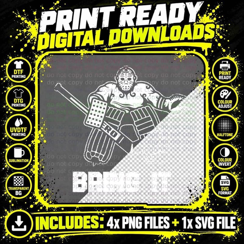 Funny Ice Hockey Player Gift Goalie Apparel Graphic T Png SVG Digital Bundle