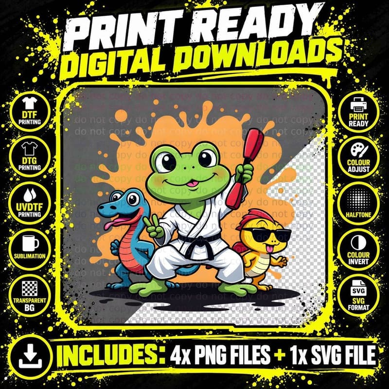 Funny Karate Animal, Martial Arts Shirt Png SVG Digital Bundle