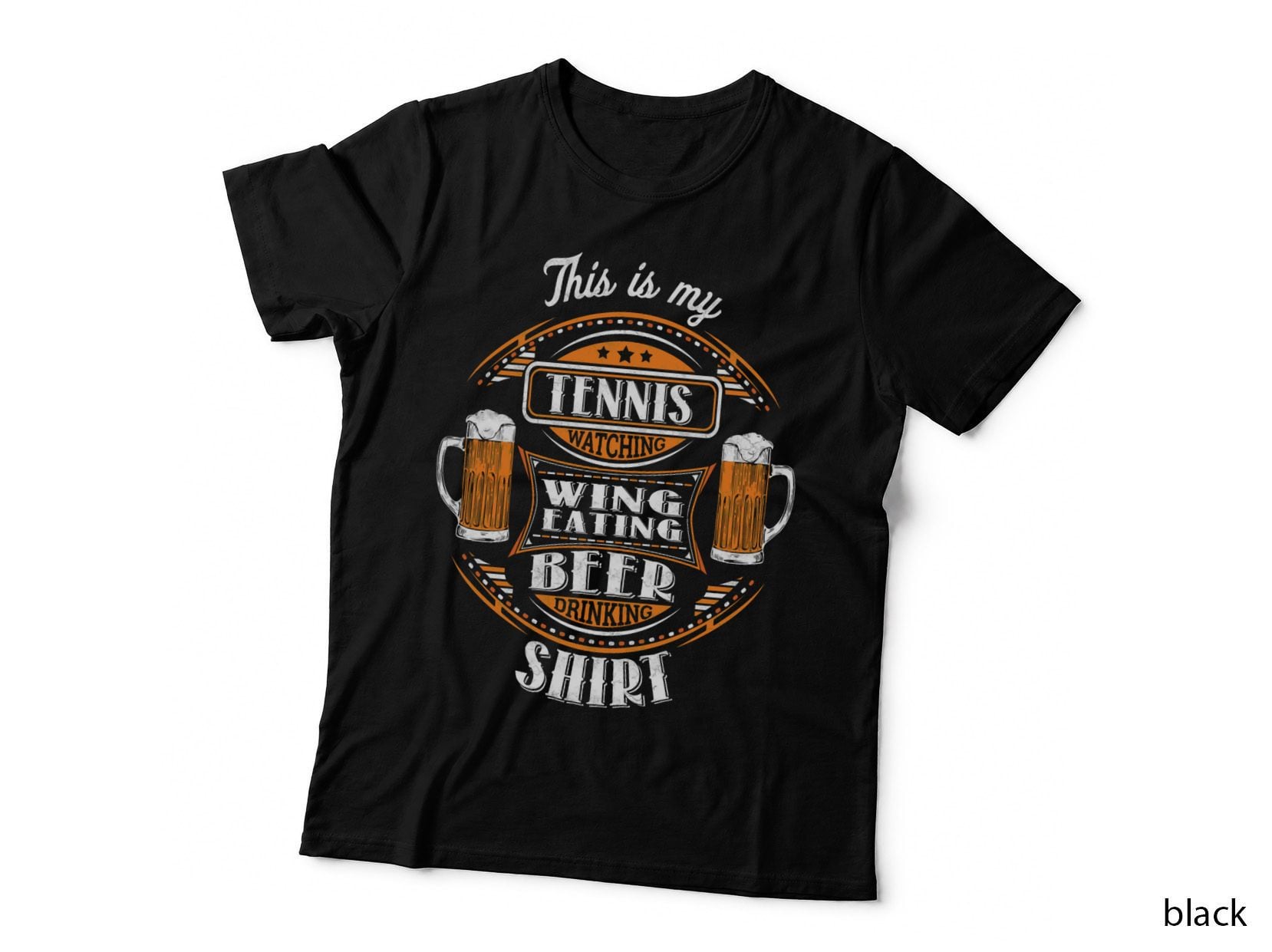Funny Tennis Watching Wing Eating Beer Drinking Tshirt Classic T-Shirt