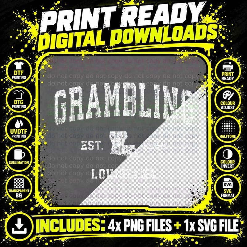 Grambling Louisiana LA Vintage Athletic Sports Design Png SVG Digital Bundle
