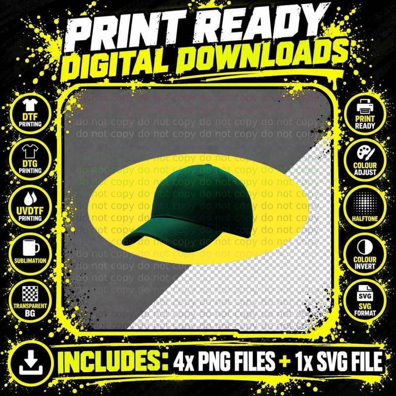 Green Baseball Cap, Classic Sportswear Png SVG Digital Bundle