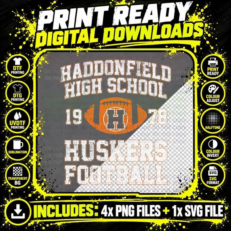 Haddonfield High School Huskers Football T-Shirt Png SVG Digital Bundle