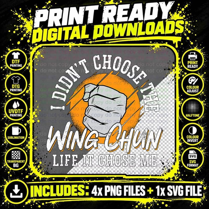 I Didn't Choose Kung Fu Martial Art Sports Fighter Wing Png SVG Digital Bundle