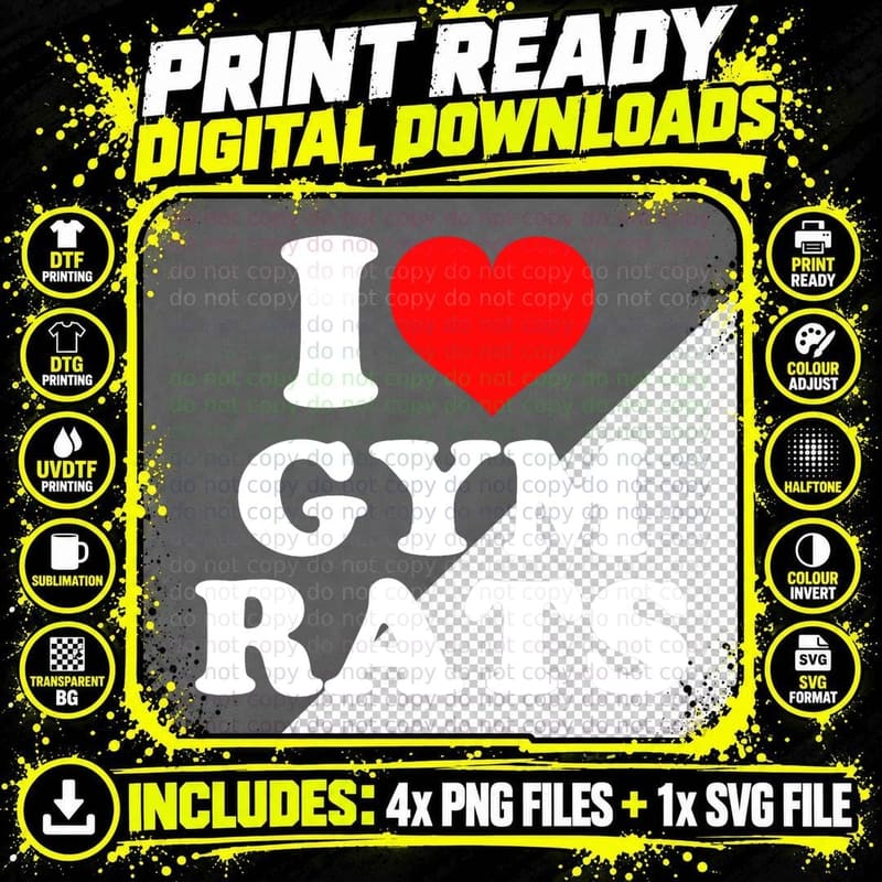I Love Gym Rats T-Shirt Png SVG Digital Bundle