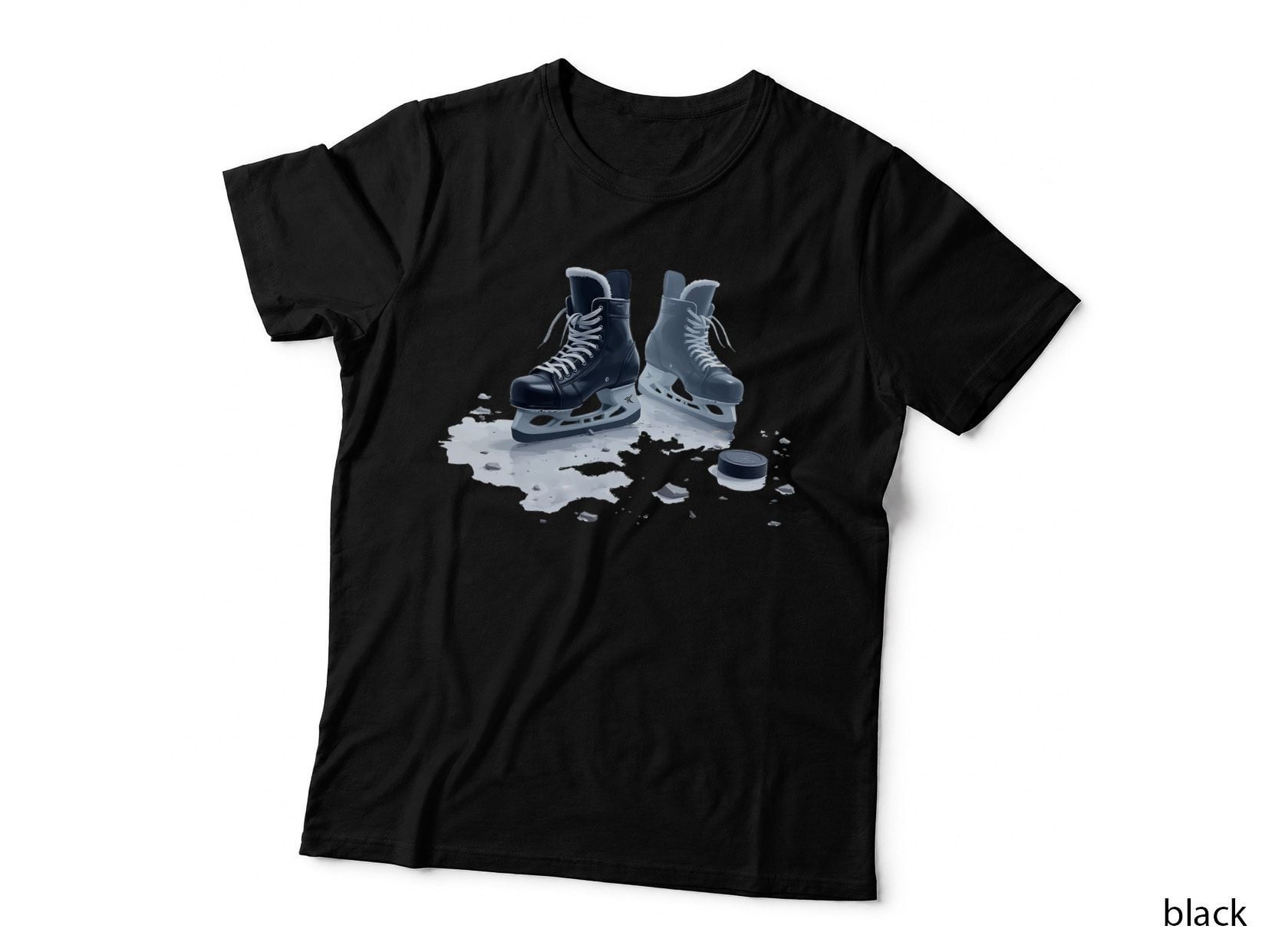 Ice Hockey Skates and Puck Game Day Winter Sports Fan Gift T-Shirt