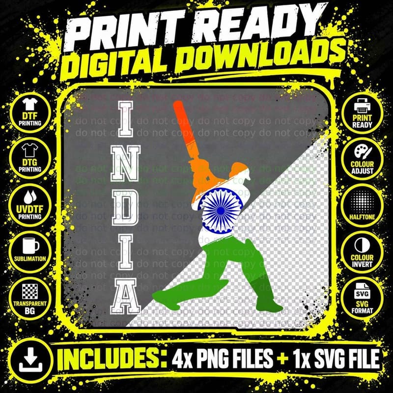 Indian Cricket Jersey India Cricket Team Lover Supporter Png SVG Digital Bundle