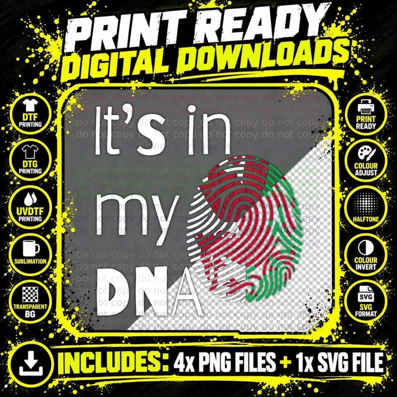 Its in My DNA Ddraig Goch Wales Flag Fingerprint Cymru Png SVG Digital Bundle