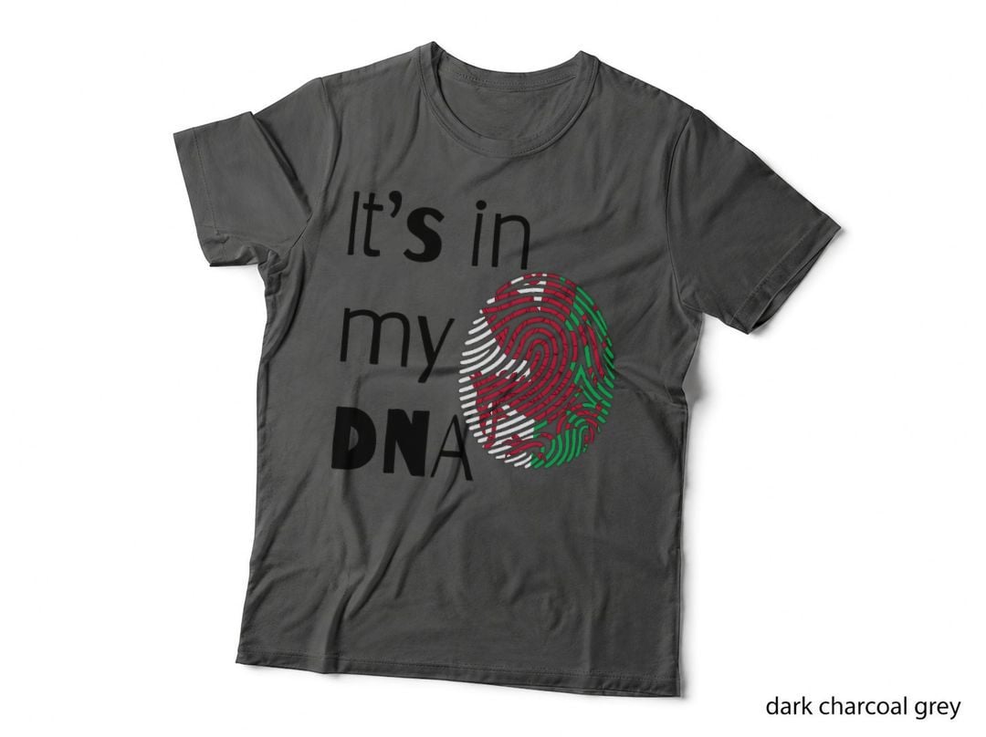 Its in My DNA Welsh Dragon Flag Fingerprint Cymru Cymraeg Rugby T-Shirt