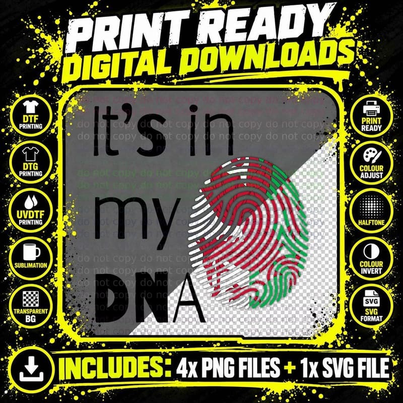 Its in My DNA Welsh Dragon Flag Fingerprint Cymru Png SVG Digital Bundle