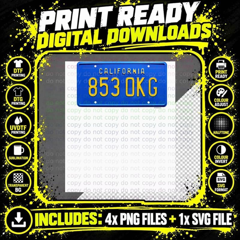 James Rockford's License Plate in the Rockford Files Png SVG Digital Bundle