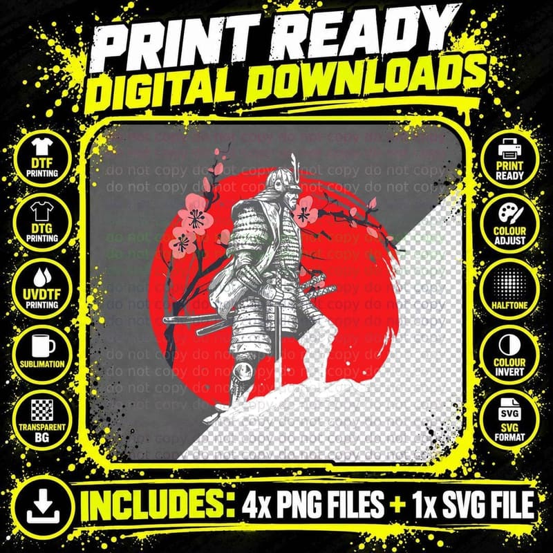 Japanese Samurai Fighter Ninja Sinobi Martial Arts Png SVG Digital Bundle