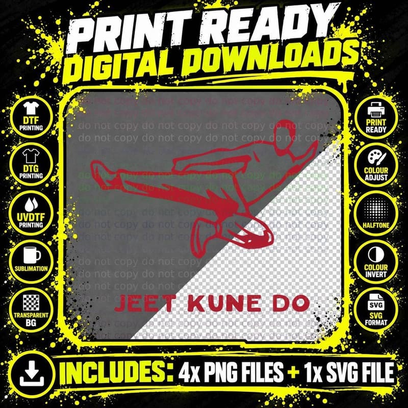 Jeet Kune Do Outfit for Martial Arts Fighter T-Shirt Png SVG Digital Bundle