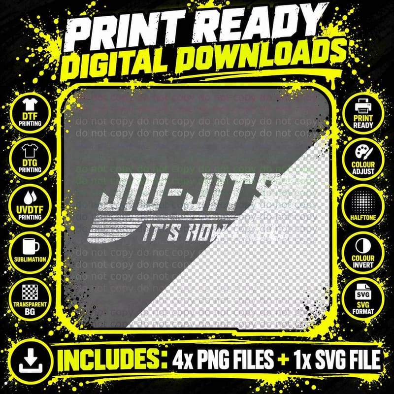 Jiu Jitsu Tee Japanese Martial Art Brazilian BJJ Png SVG Digital Bundle