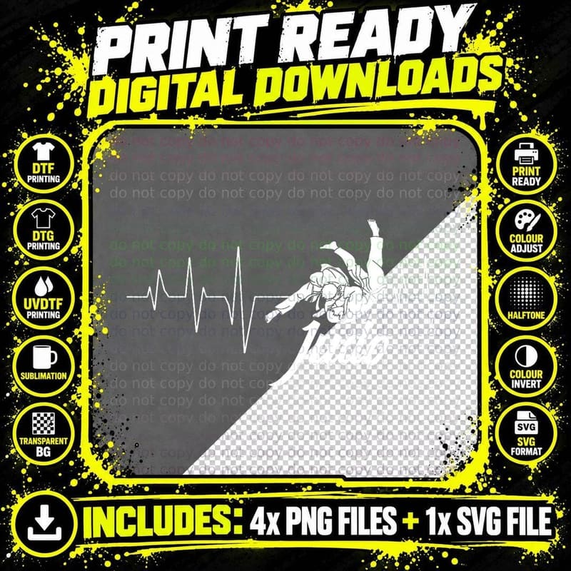 Judo - Pulse Heartbeat Martial Arts Fighter Judoka Png SVG Digital Bundle