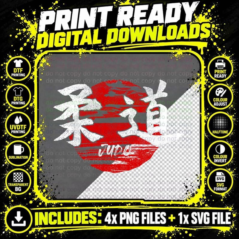 Judo Japanese Martial Arts Rising Sun Japan Dojo Zen GYM Png SVG Digital Bundle
